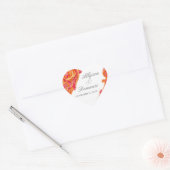 Sticker Cœur Coeur fleuri de la Tangerine Orange (Enveloppe)