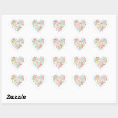 Sticker Cœur coeur floral aquarelle (Feuille)
