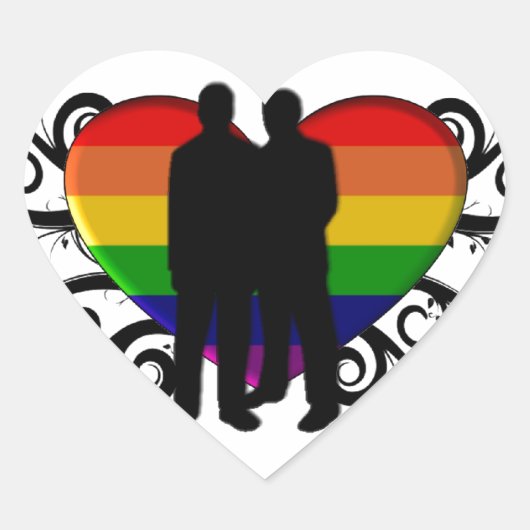 Sticker Cœur Coeur gay pride pour les hommes (Devant)