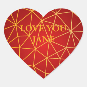 Sticker Cœur Cœur Géométrique Feuille d'Or