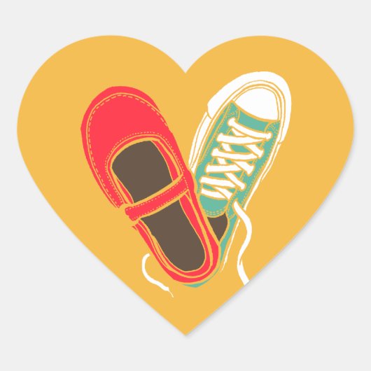 Sticker Cœur Coeur Girly de chaussures et de baskets épousant (Devant)