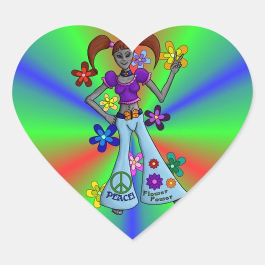Sticker Cœur Coeur hippy Alien (Devant)