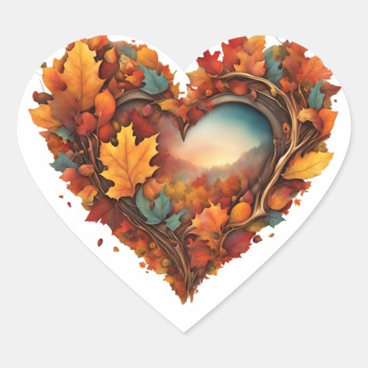 Sticker Cœur Coeur inspiré par l'automne (Devant)