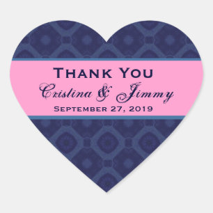 Sticker Cœur Coeur Mariage de minuit et de Merci rose B454