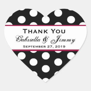 Sticker Cœur Coeur Mariage Merci pois B459