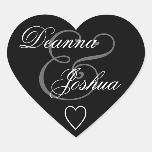 Sticker Cœur Coeur Mariage pour enveloppe noire V10 (Devant)