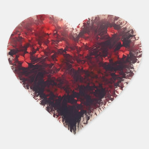 Sticker Cœur Coeur rempli de fleurs rouges éclatantes