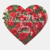 Sticker Cœur Coeur romantique aux roses rouges Saint-Valentin (Devant)
