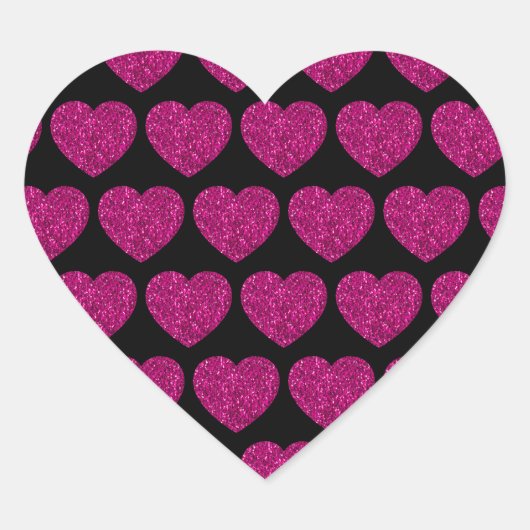 Sticker Cœur Coeur rose chaud faux parties scintillant scintill (Devant)