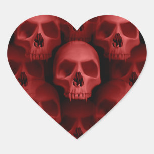Sticker Cœur Coeur rouge de crâne