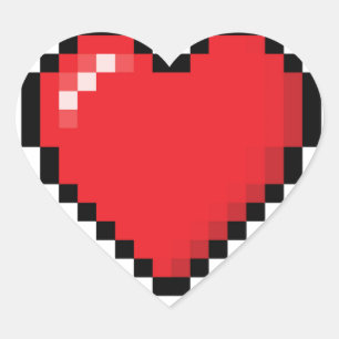 Sticker Cœur Coeur rouge de jeu vidéo de Pixelated