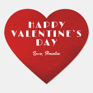 Sticker Cœur Coeur rouge romantique avec nom Saint Valentin`s D