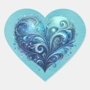 Sticker Cœur Coeur Saint Valentin bleu et turquoise