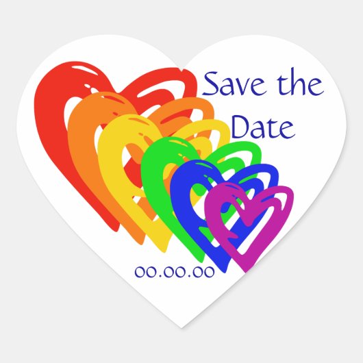 Sticker Cœur Coeurs arc-en-ciel (Devant)