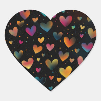 Sticker Cœur Coeurs couleur arc-en-ciel Galaxy Arrière - plan n