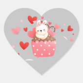 Sticker Cœur Coeurs de cupcake de lapin mignon (Devant)