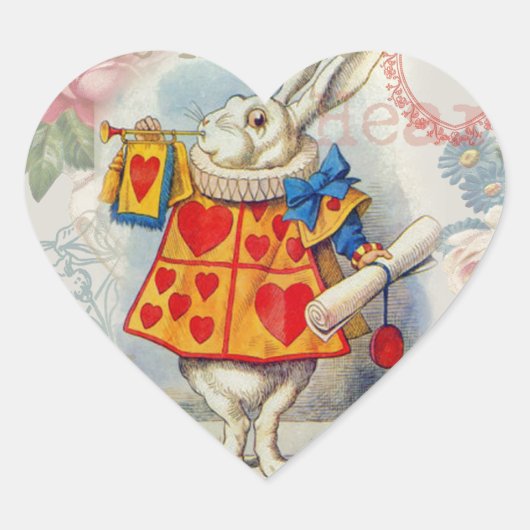 Sticker Cœur Cœurs de Lapin Blanc Alice Classique (Devant)