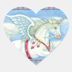 STICKER CŒUR COEURS DE VOL UNICORN BLANC, IMAGINAIRE PEGASUS