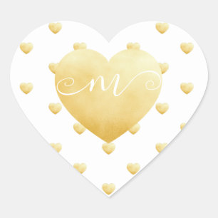 Sticker Cœur Coeurs d'or do-it-yourself Monogramme blanc