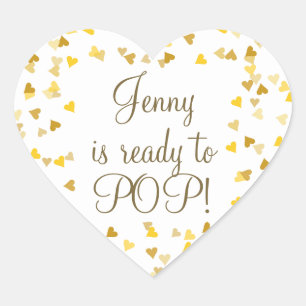 Sticker Cœur Cœurs Dorés Elle est Prête à Naître Cadeau de Baby
