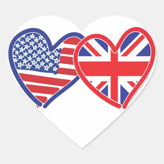Sticker Cœur Coeurs du drapeau américain Union Jack (Devant)