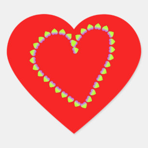 Sticker Cœur Coeurs en forme de coeur sur rouge