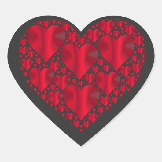 Sticker Cœur Coeurs, les coeurs rouges et brillants motif, (Devant)
