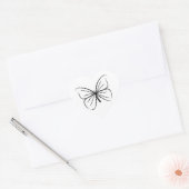 Sticker Cœur Coeurs Mariages de trait de papillon simple (Enveloppe)