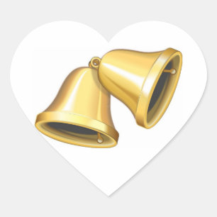 Sticker Cœur Coeurs mariages Deux cloches d'or Coeurs Mariages