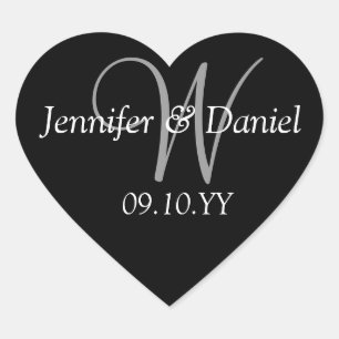 Sticker Cœur Coeurs mariages Personnalisé Noms Monogrammes Vins
