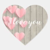 Sticker Cœur Coeurs Rose Cute Sur Une Grange Bois (Devant)