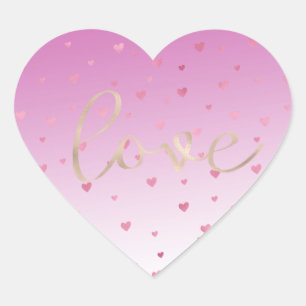 Sticker Cœur Coeurs roses Ombre Gold Love