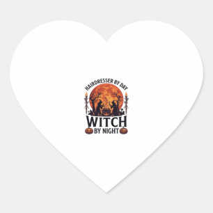 Sticker Cœur Coiffeuse Jour Sorcière Nuit Halloween Peigne Cise