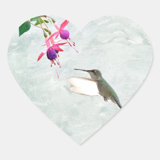Sticker Cœur Colibri et Fuschia (Devant)