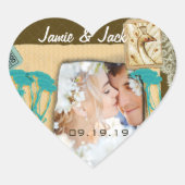 Sticker Cœur Collage photo Peacock vintage (Devant)