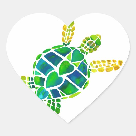 Sticker Cœur Collection d'amour de la tortue de mer (Devant)