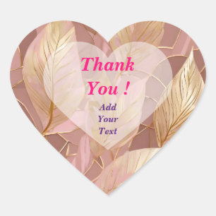 Sticker Cœur Collection de feuilles modernes Boho rose poudré o