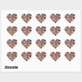 Sticker Cœur Collection de feuilles populaires Boho rose doré (Feuille)