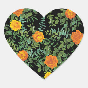 Sticker Cœur Collection Mariage gothique d'Halloween noir et or