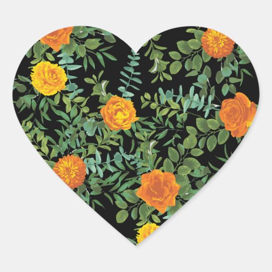 Sticker Cœur Collection Mariage gothique d'Halloween noir et or (Devant)