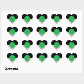 Sticker Cœur Colorbloc noir blanc et cercle vert (Feuille)
