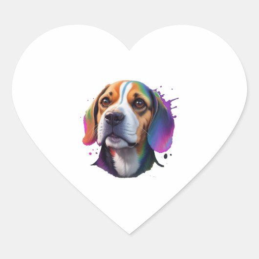 Sticker Cœur coloré beagle (Devant)