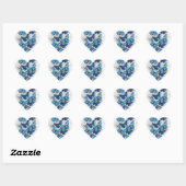 Sticker Cœur Composition de papillons blancs et bleus (Feuille)