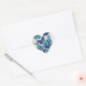 Sticker Cœur Composition de papillons blancs et bleus (Enveloppe)