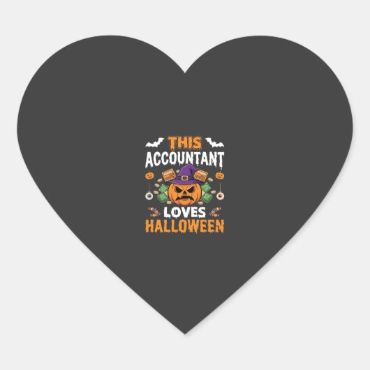 Sticker Cœur Comptable Aime Halloween Citrouille Comptable Desi (Devant)