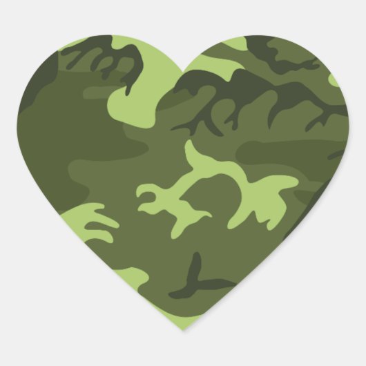 Sticker Cœur Conception de camouflage de l'armée verte (Devant)