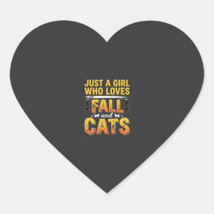 Sticker Cœur Conception de chats d'automne Halloween fille_1