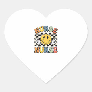Sticker Cœur Conception de chemise à carreaux smiley d'infirmiè
