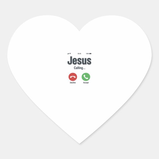 Sticker Cœur Conception de chemise chrétienne pour écran de tél (Devant)