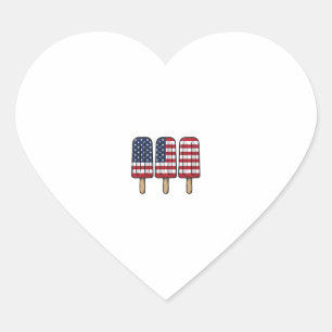 Sticker Cœur Conception de chemise de drapeau de popsicle patri